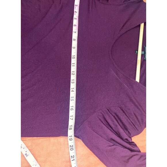 Eileen Fisher Womens Burgundy Asymmetrical Midi dress 3/4 Sleeves  Size Large L - Picture 5 of 8